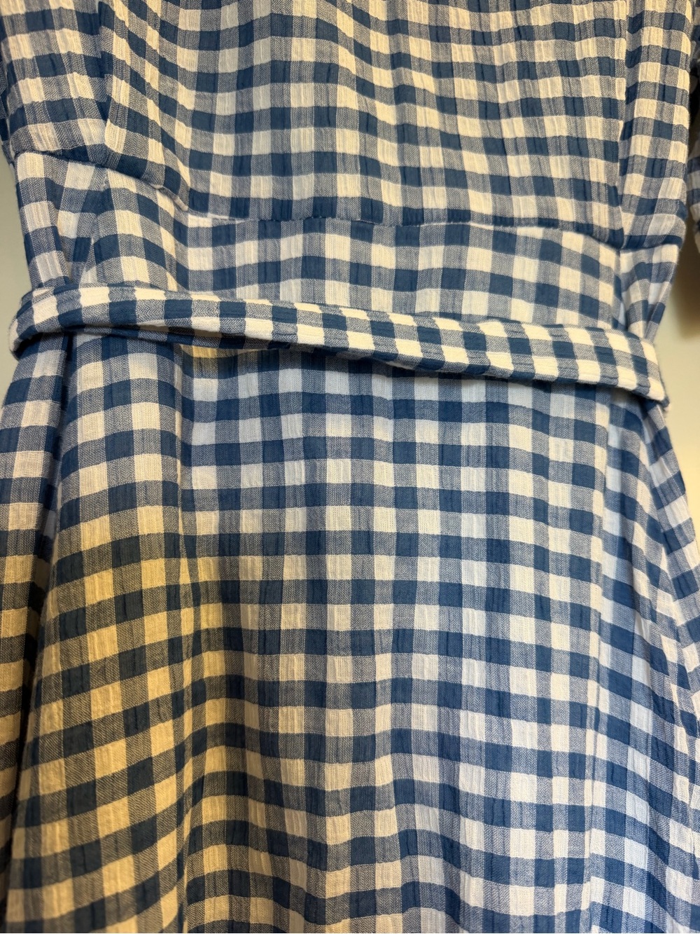 Calvin Klein Blue White Gingham Maxi Button sShirt Dress with Tie Waist Size 8 - Picture 15 of 16